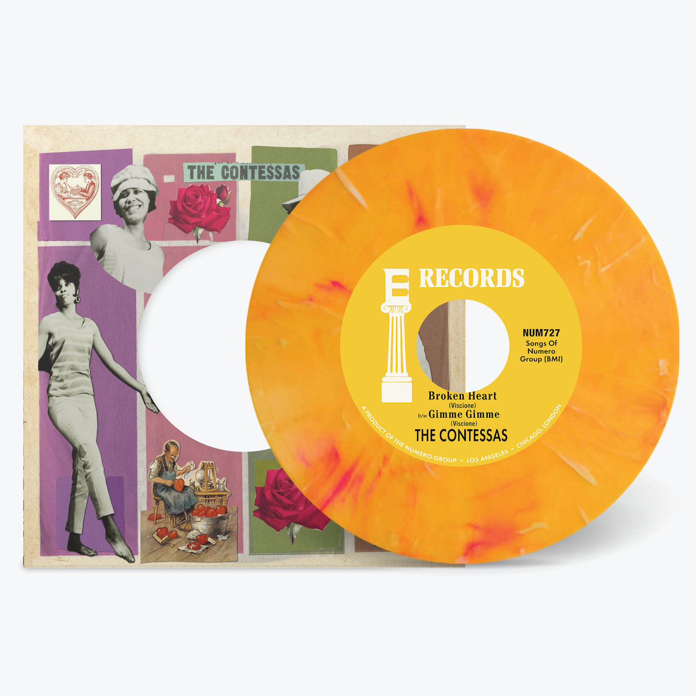 Broken Heart B/w Gimme Gimme - Peach/white Marble