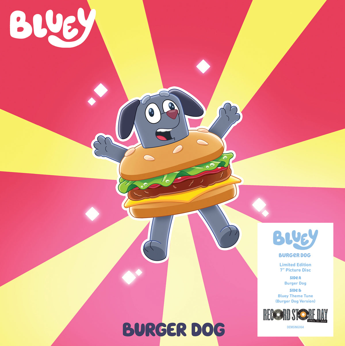 Burger Dog / Bluey Theme Tune (Burger Dog Version) - Limited Picture Disc 7-Inch Vinyl