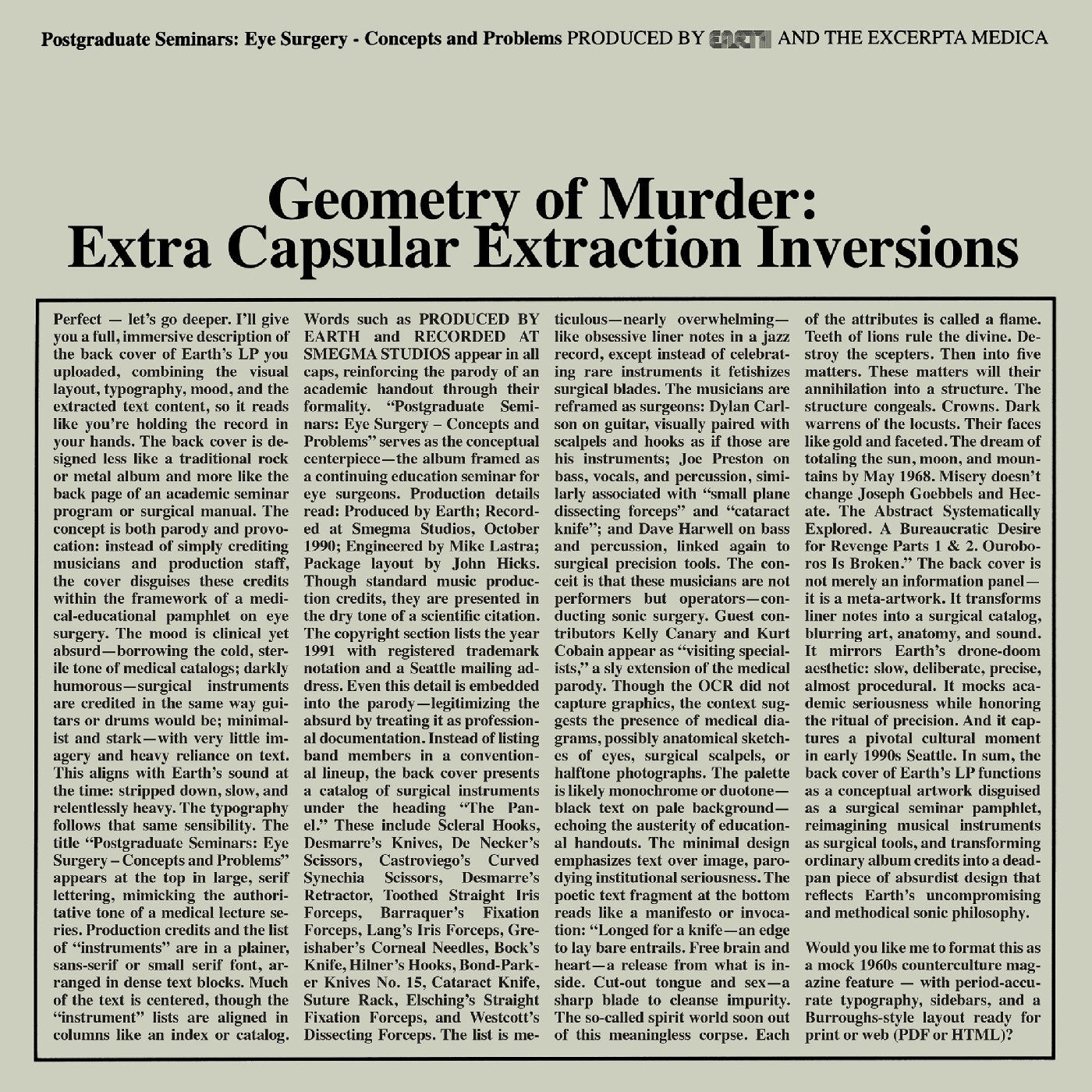 Geometry Of Murder: The Extra Capsular Extraction Inversions